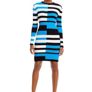 Solid & Striped Knit Bodycon Dress Mini Colette Ribbed Stretchy L/S Blue Small